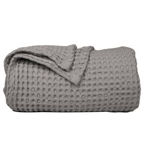 100% Cotton Waffle Weave Throw Blanket 50x70 inch Mineral Gray Color Lightweight Soft and Breathable Throw Blanket for All Season Skin Friendly B