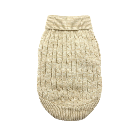 Combed Cotton Cable Knit Dog Sweater (Color: Oatmeal, size: large)
