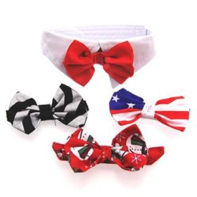 White Collar Bow Tie Set with 4 Interchangeable Bows (size: 3X-Large)