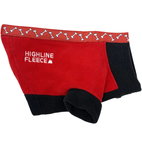 Highline Fleece Dog Coat (Color: Red and Black with Rolling Bones, size: Size 16LC)