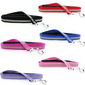 Reflective Nylon Leash with Soft Grip Handle (Color: Candy Pink, size: 3/4 in. Wide x 5 ft. Long)