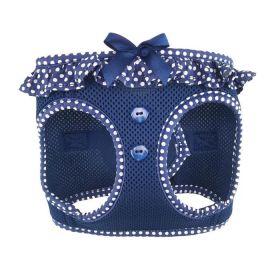 American River Choke Free Dog Harness Polka Dot Collection (Color: Navy Polka Dot, size: small)