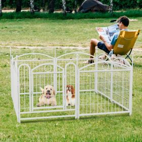 Dog Playpen Indoor 24 inch 8 Panels Metal Dog Pen Pet Dog Fence Outdoor Exercise Pen with Doors (Color: as Pic)